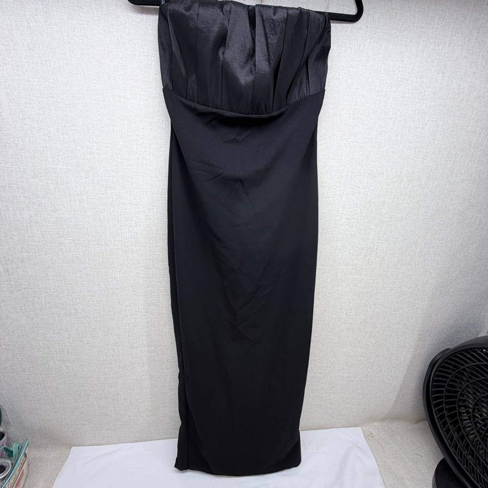 Love Riche Black Strapless Pleated Bodice Maxi Dress Medium DC1778